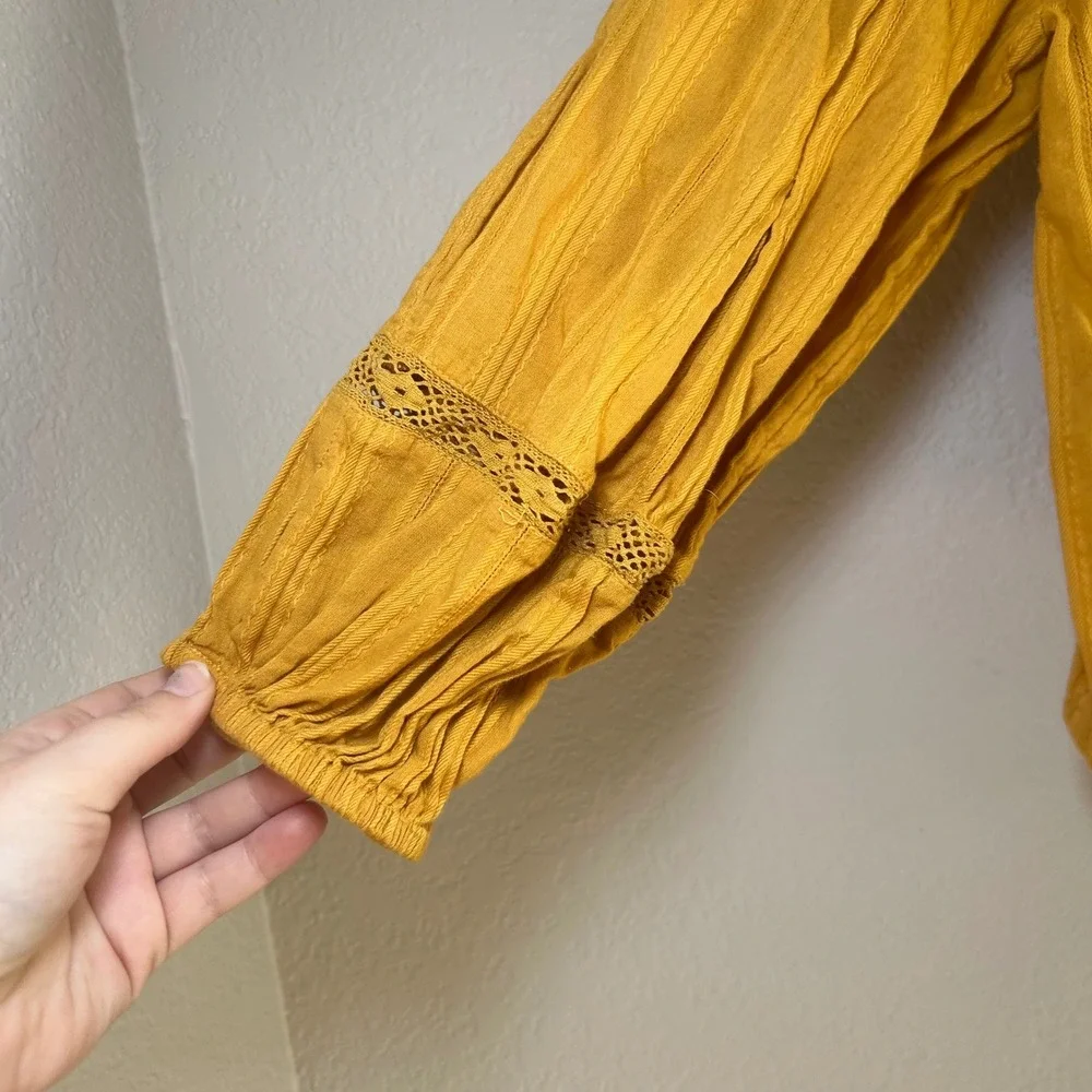 Free People Follow Your Heart Golden Yellow Embroidered women's s boho festival